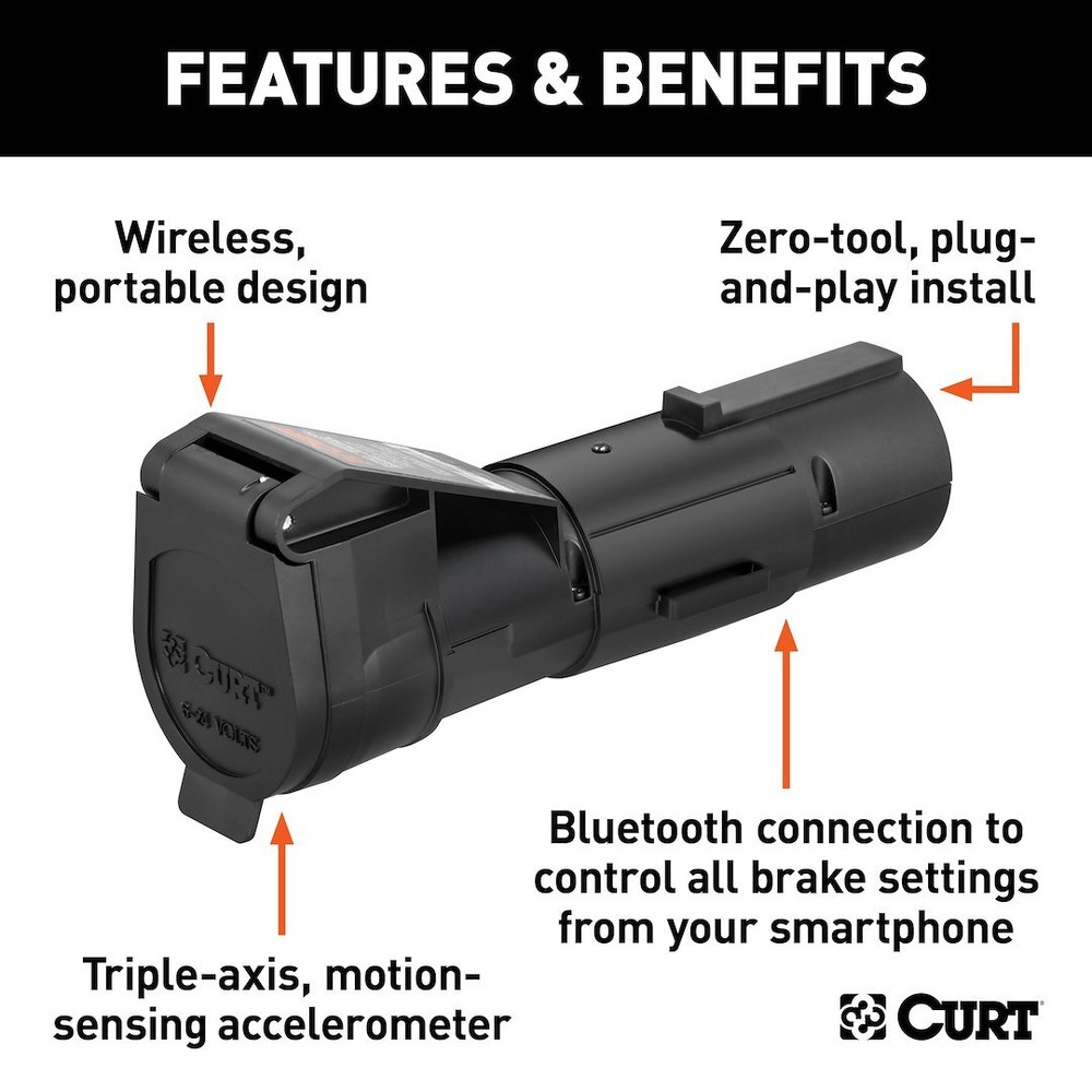 CURT 51180 Echo Mobile Electric Trailer Brake Controller with Bluetooth-Enabled