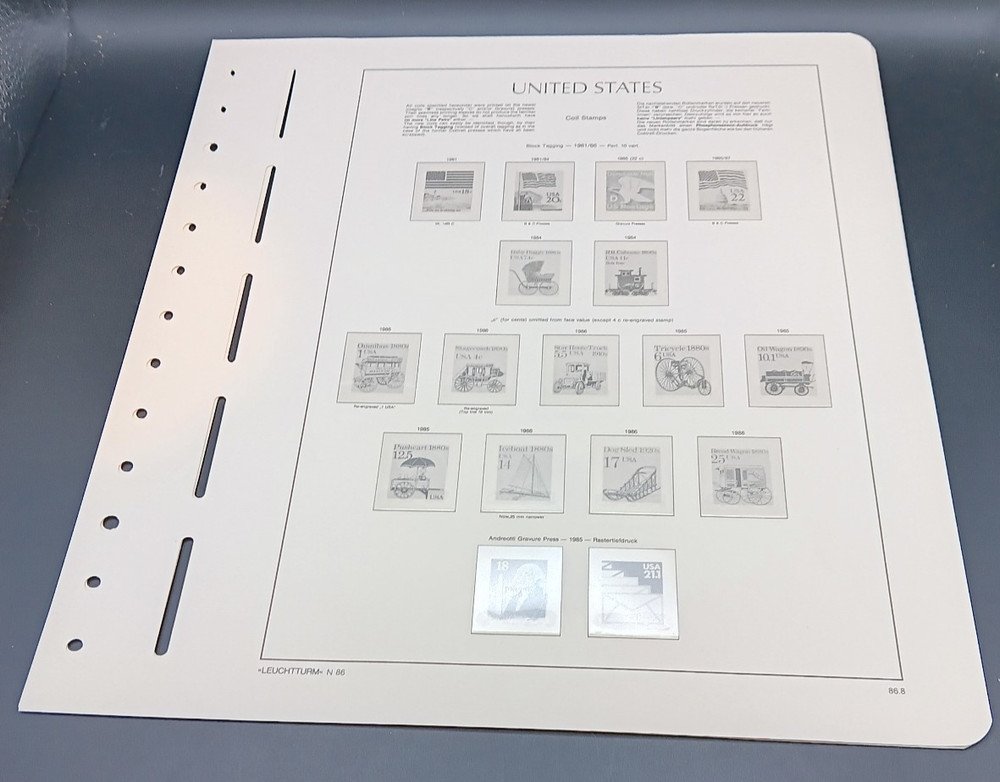 Leuchtturm U.S. , 12 New Album Pages for Coil Stamps 1966-1985