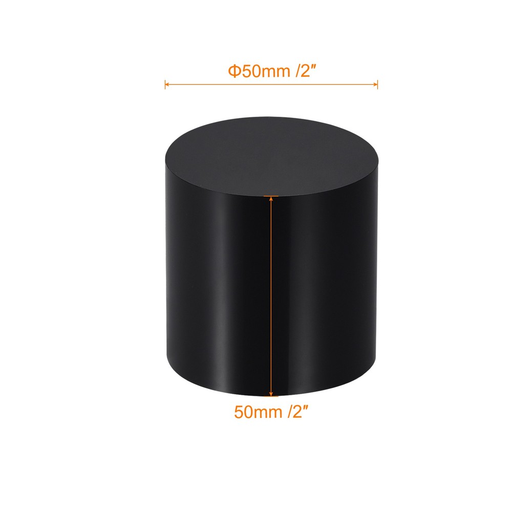 Black Acrylic Solid Cylinder Round Display Riser, 2 Inches x 2 Inches