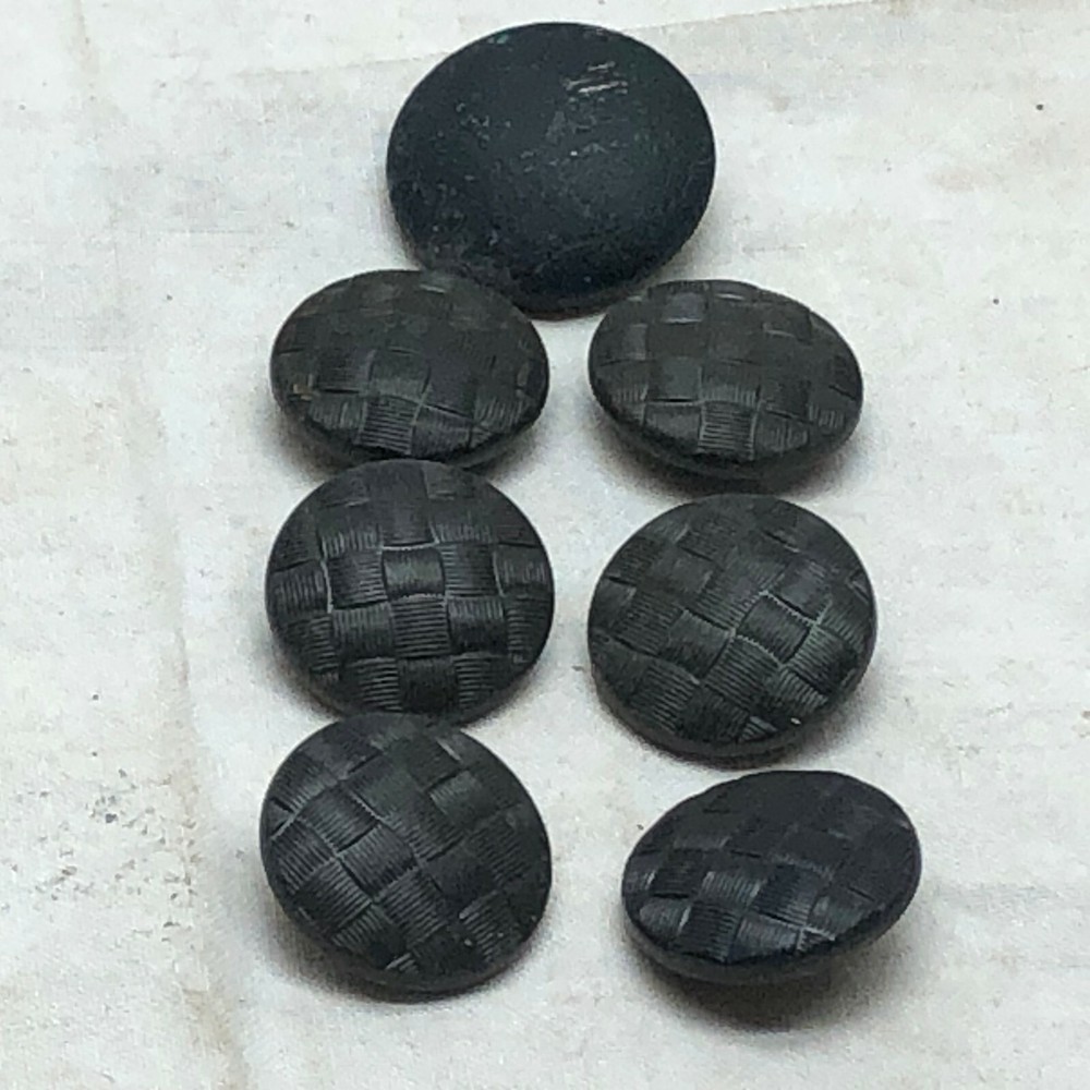 Vintage Black Weave Pattern Buttons Plastic 7