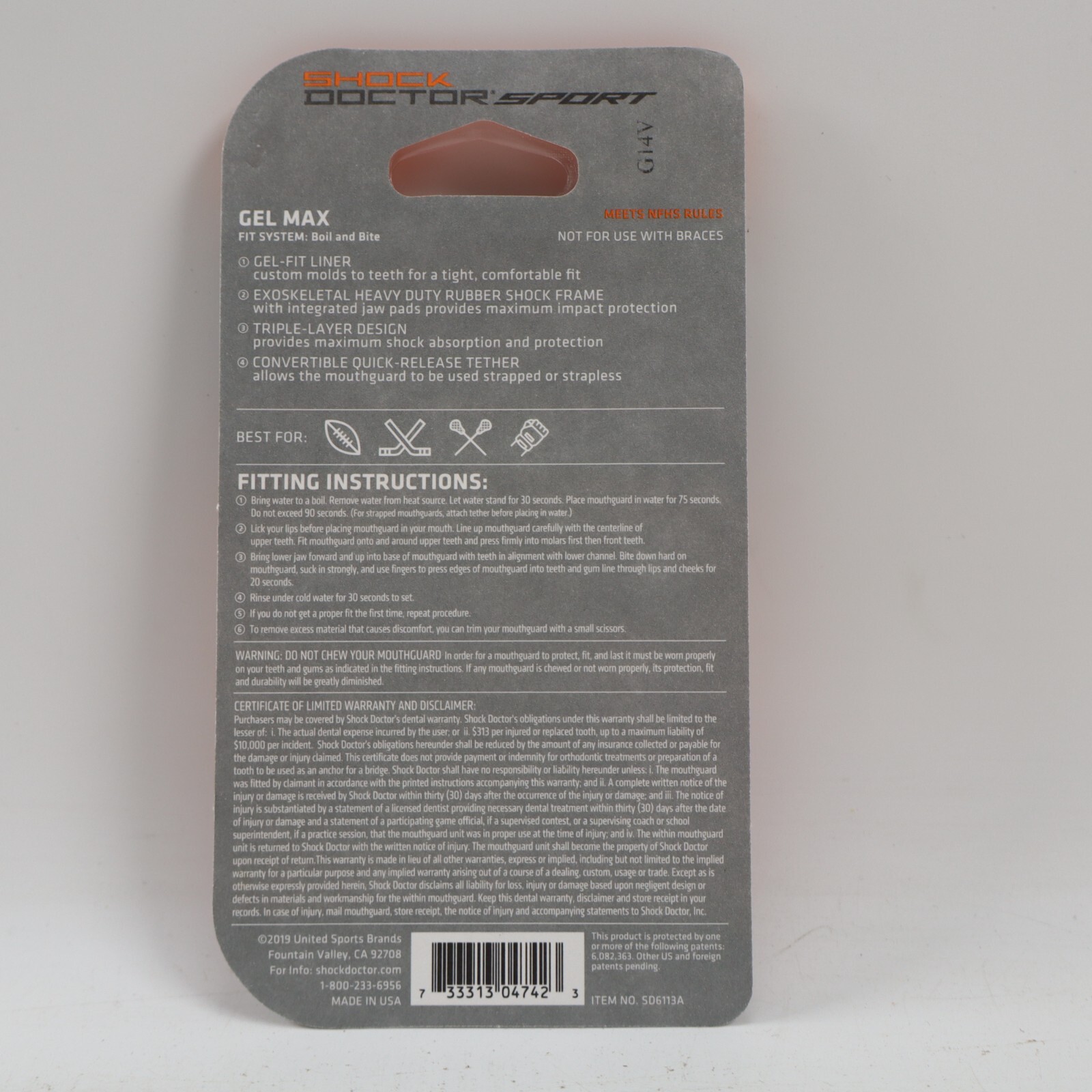 🔥NEW Shock Doctor Sport Gel Max Mouthguard, Adult Age 11+, Black SHIPS FAST🔥