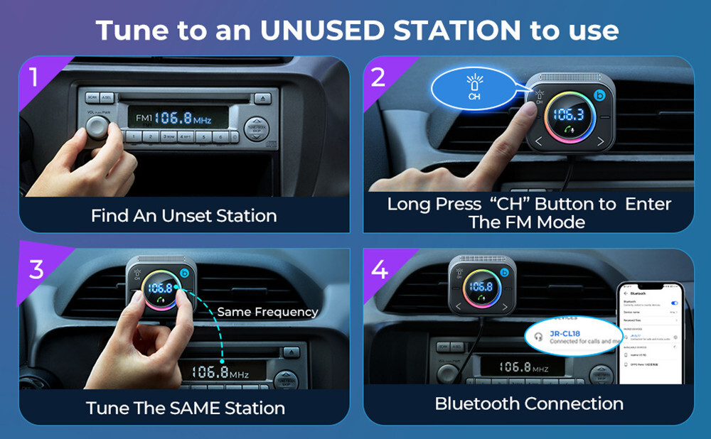 Bluetooth FM Transmitter Car Radio Player MP3 Adapter Modulator Kit 2USB Charger