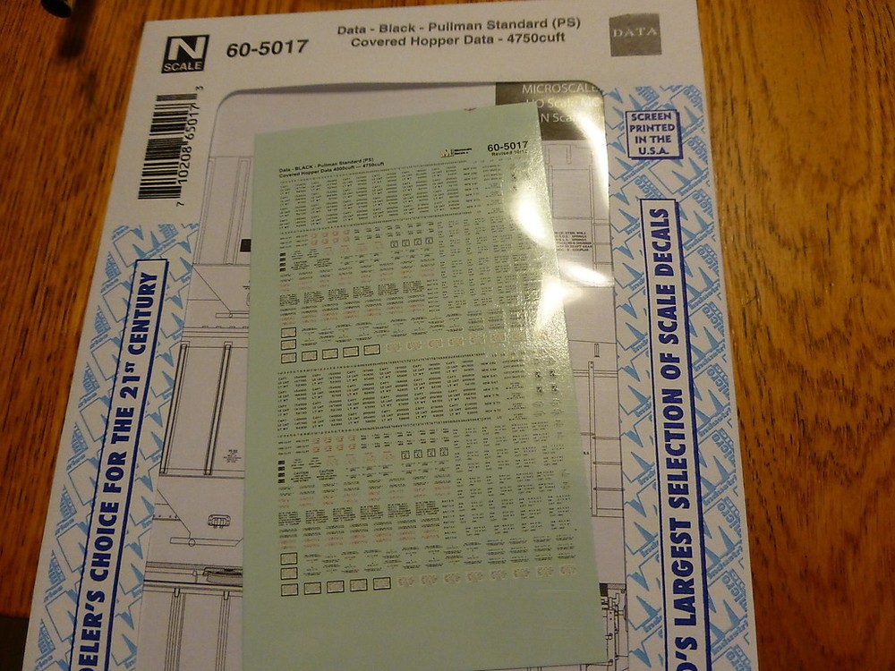 Microscale Decal #60-5017 Data - Black - Pullman Standard (PS) Cov'd Hopper Data