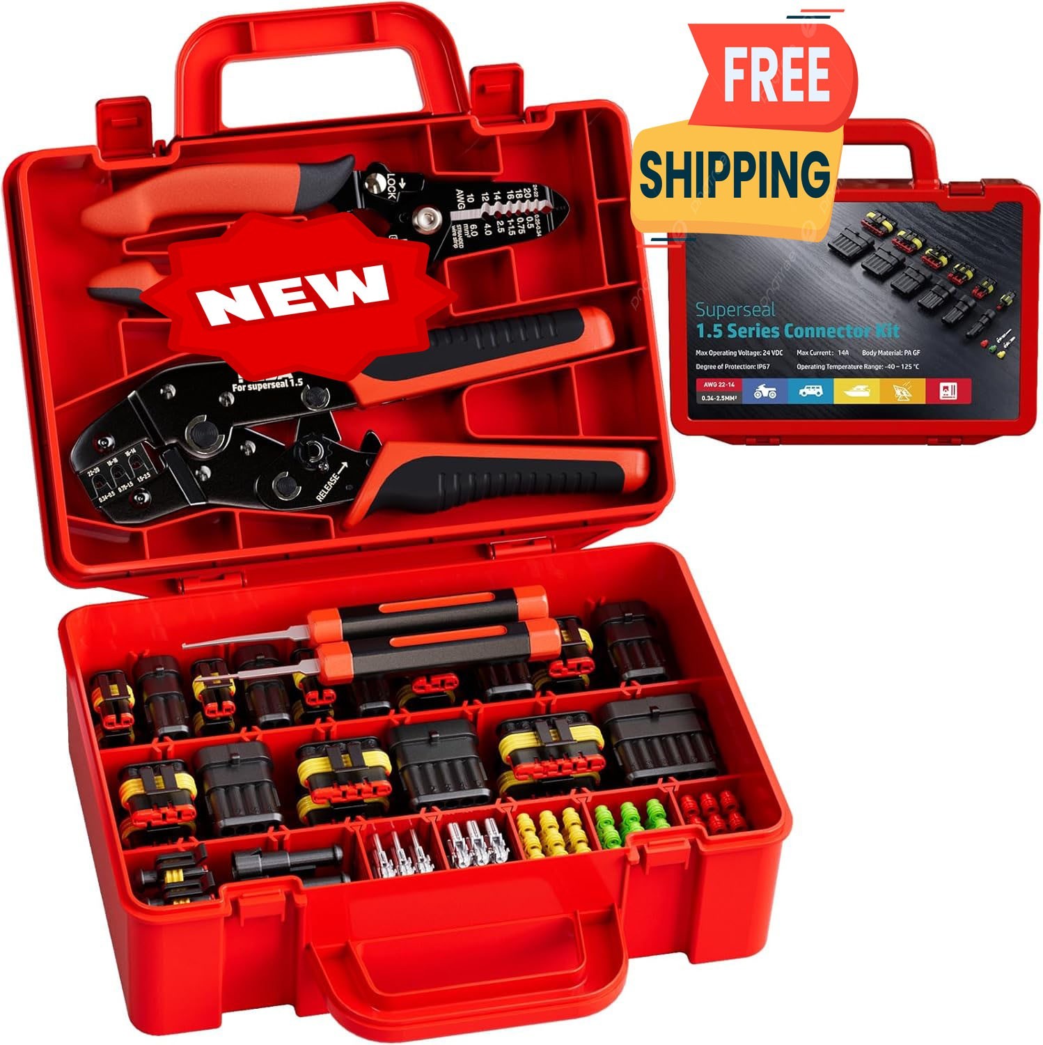 Kit de Conectores Eléctricos Automotrices Impermeables, Macho/Hembra Automotriz