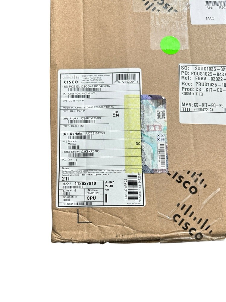 Cisco CS-KIT-EQ-K9+ Webex Room Kit EQ Codec TTC6-15 Camera New