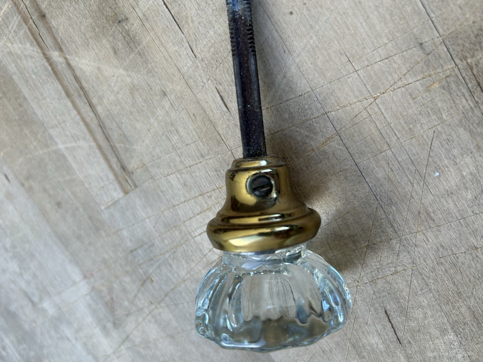 Vintage Brass Glass Door Knob w/bonus similar Matching Knob
