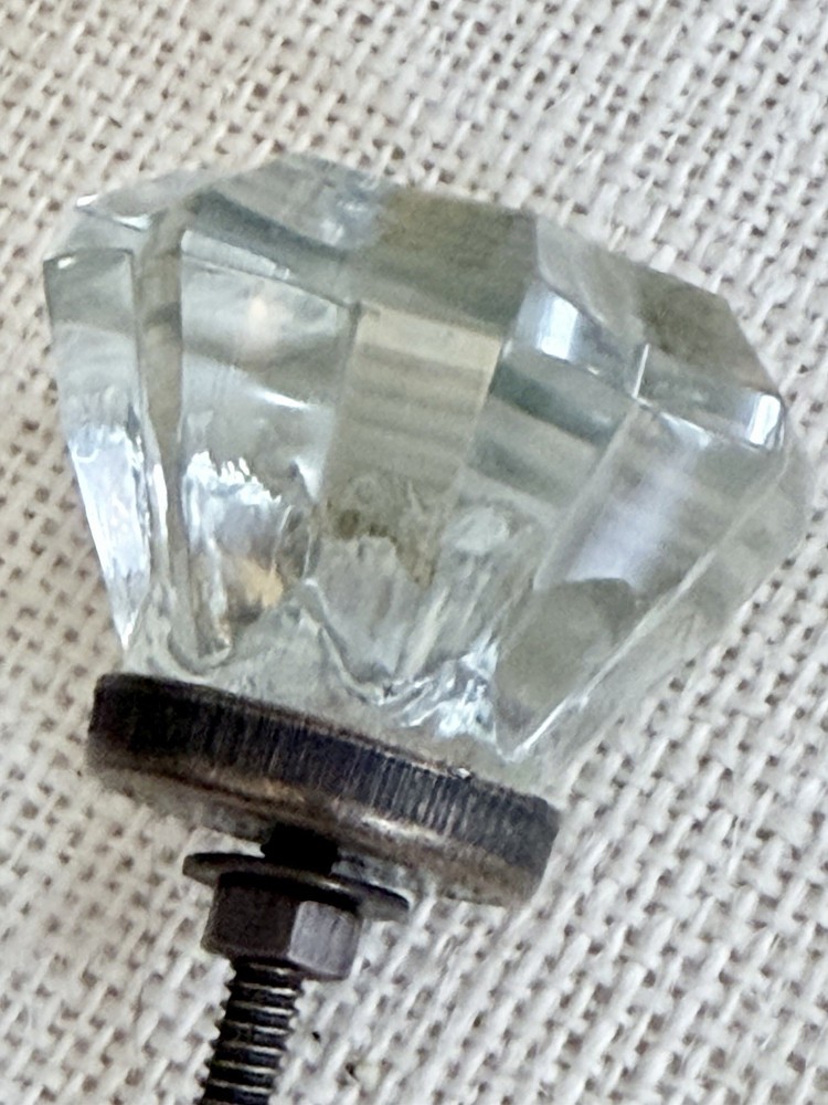 Vintage Glass Cabinet Knobs Depression Era Style Octagon Glass Pulls
