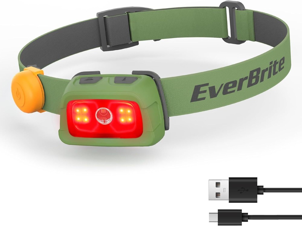 EverBrite Rechargeable Headlamp-Green 7 Modes Running 350 Lumens Memory Function