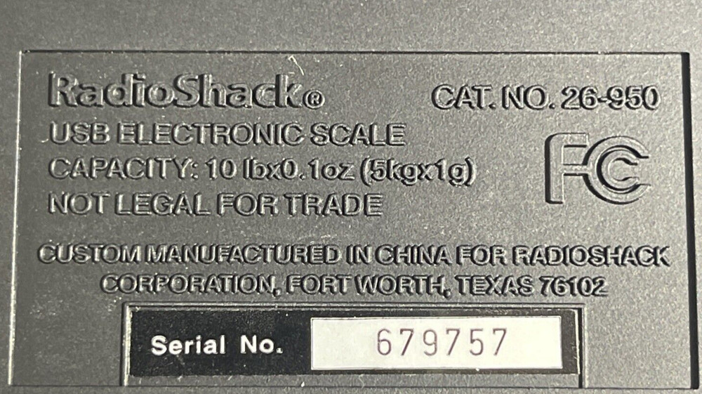 RADIO SHACK Electronic SCALE 26-950 USB