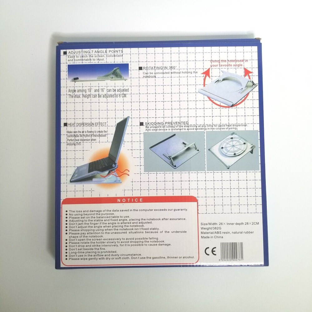 Computer Notebook Holder, Size A4.B5, Rotates 360, Cooling Pad,Adjustable Angles