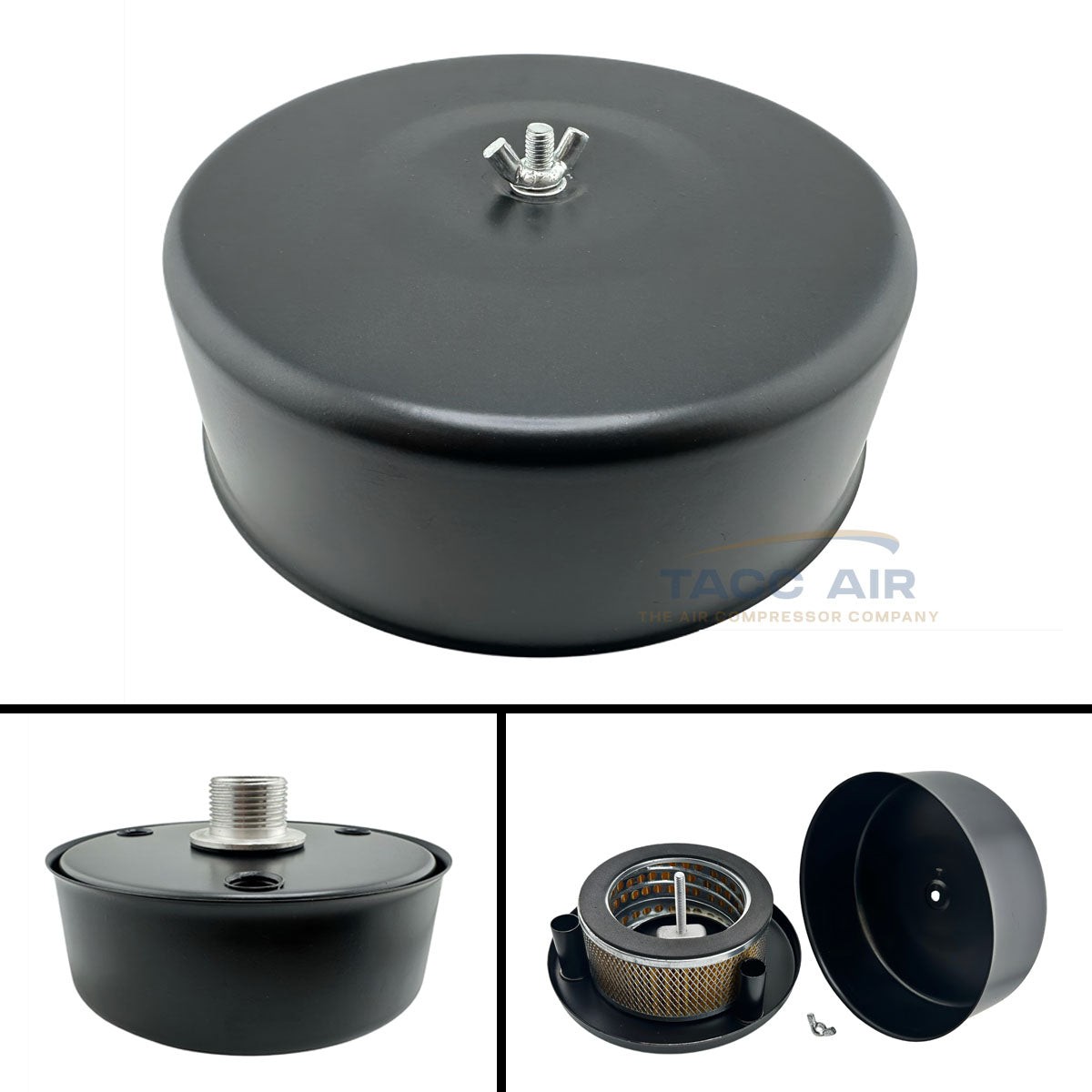 1" NPT Air Compressor Intake Filter Silencer Assembly Metal Housing W/ Element