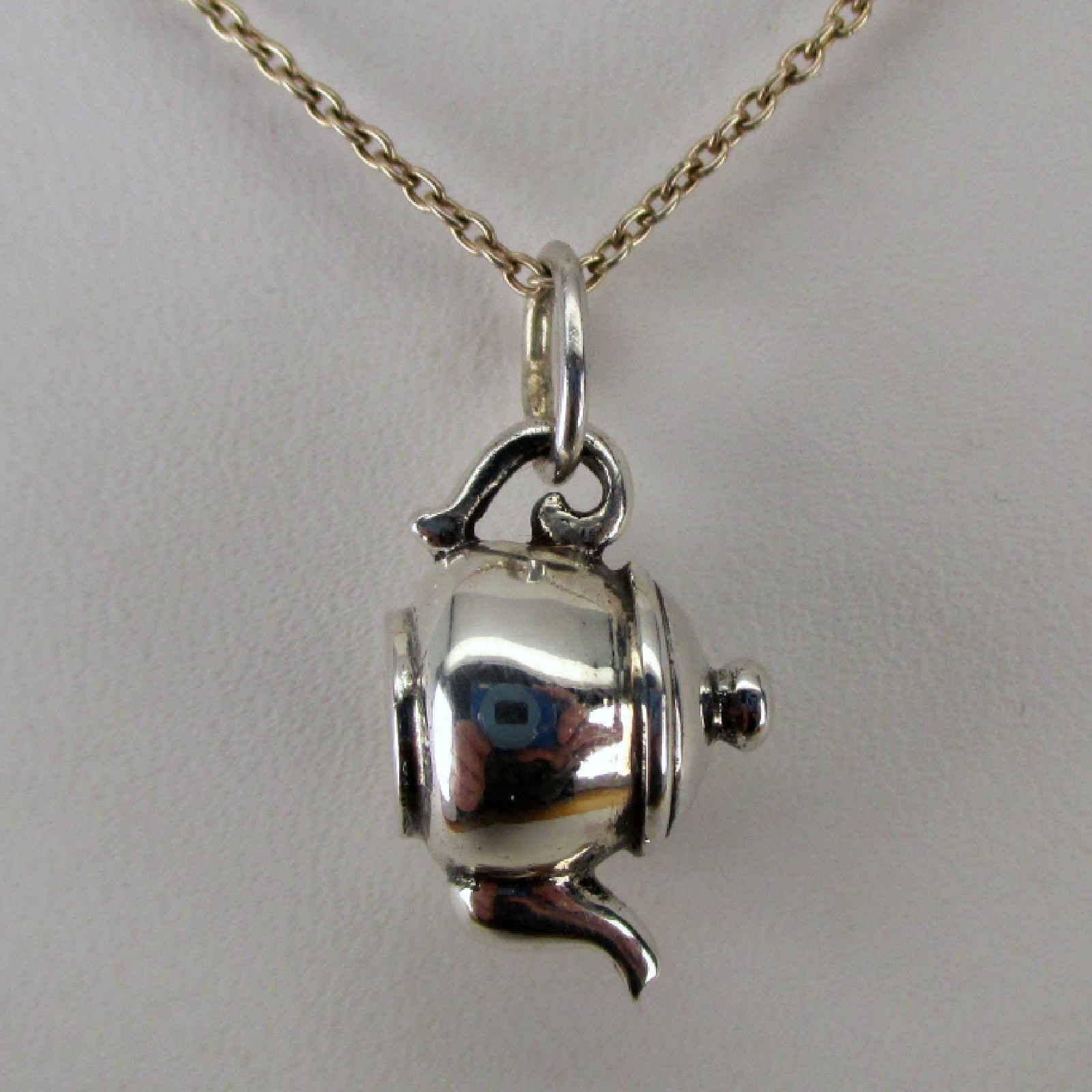 Vintage GRANDMA'S TEAPOT Charm for Bracelet STERLING SILVER Brown County NEW
