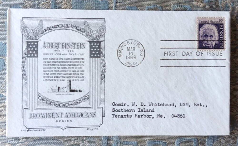PHYSICIST ALBERT EINSTEIN PRINCETON NJ  ARISTOCRATS CACHET 1966 FDC