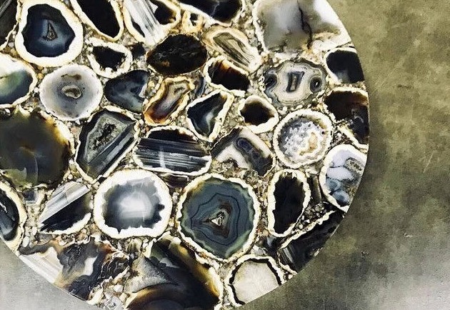 Wild Agate Side Table, Agate Coffee Table, Agate Table, Gemstone Side Table Deco