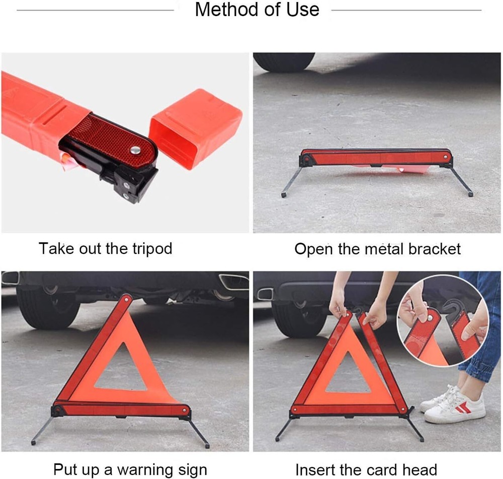 2 Pack Safety Triangle Warning Kit Foldable Reflective Emergency Road Breakdowns