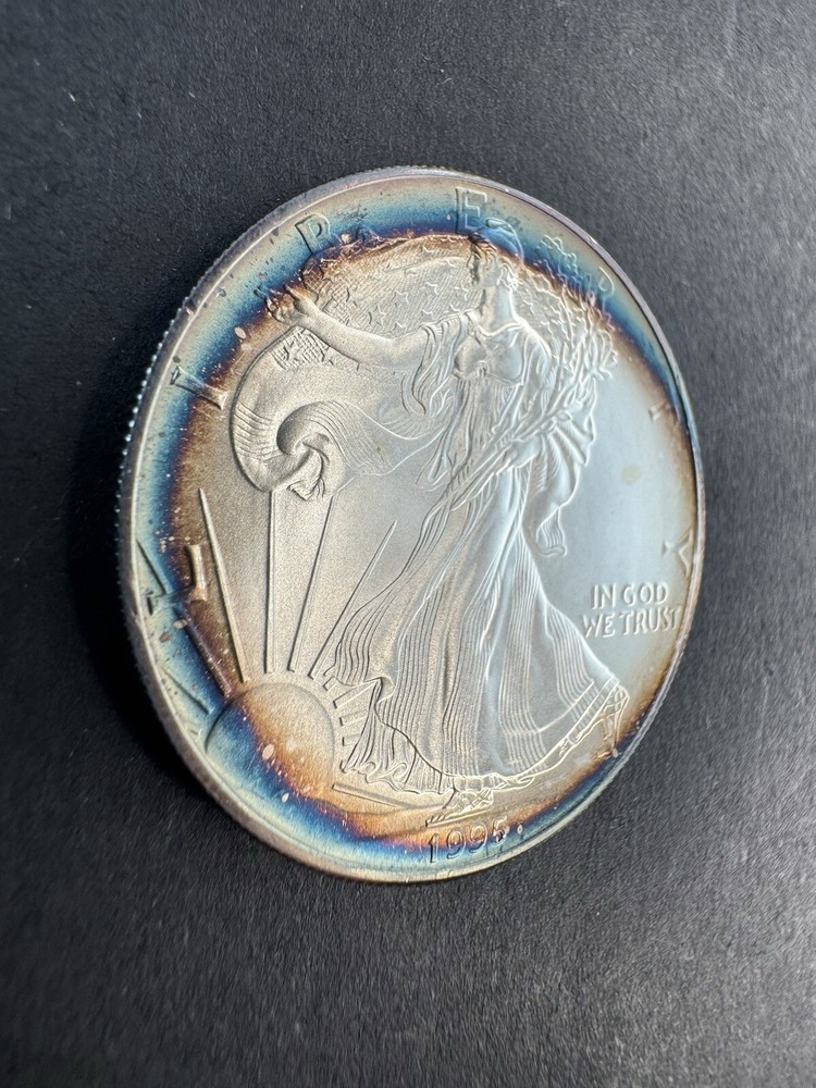 1995 American Silver Eagle 1 Oz Silver Coin Rainbow Toned