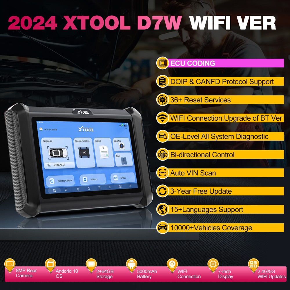 2024 NEWEST XTOOL D7W Automotive Full Diagnostic Scan Tool Bidirectional Scanner