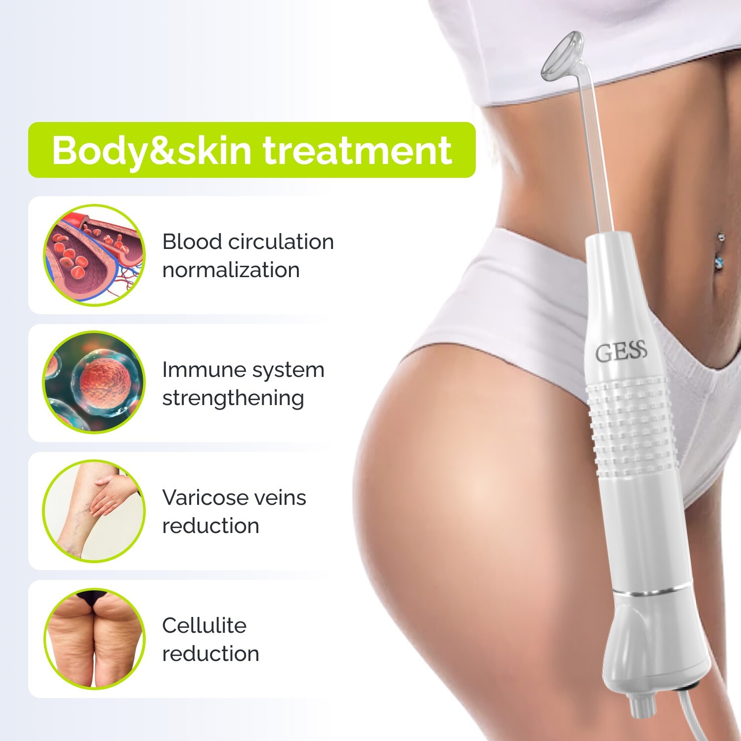 Darsonval, High Frequency, Hair & Face Treatment, Anti-Acne, 4 Tips, 220V, GESS