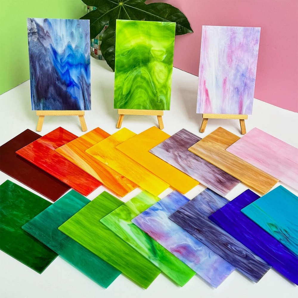 36pc Stained Glass Sheets 6x4in Assorted Colors