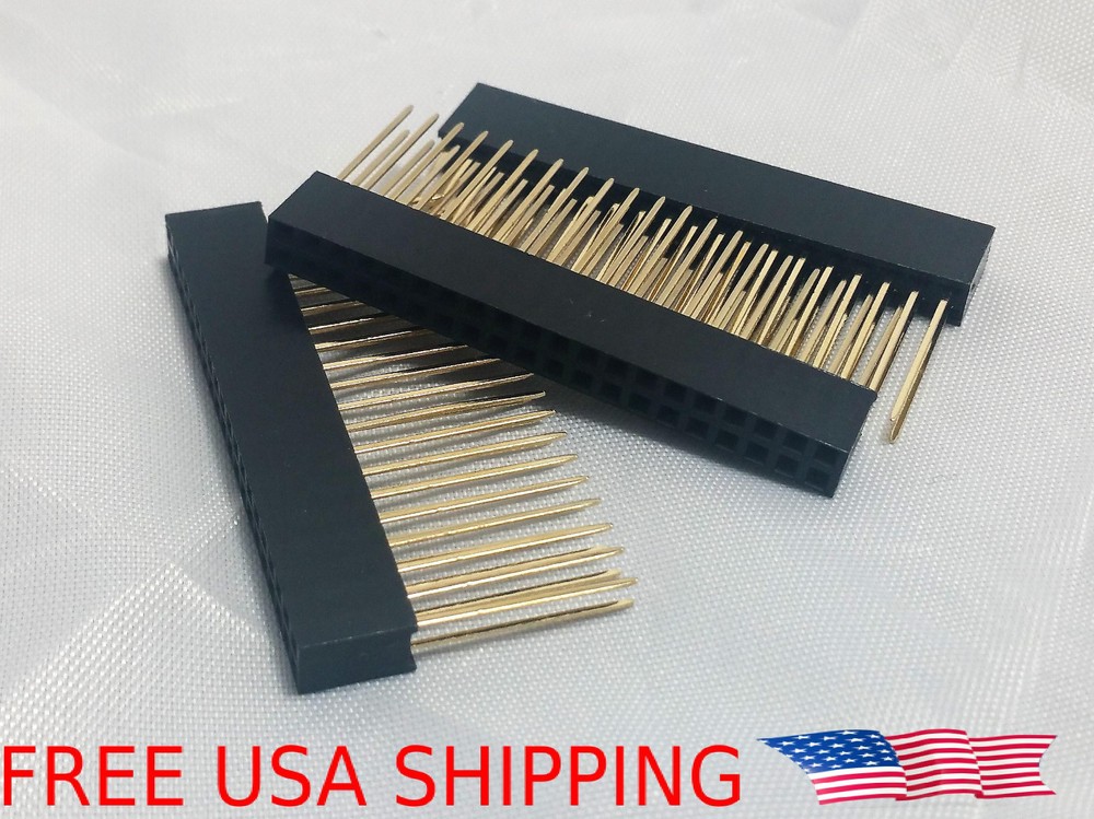 Raspberry Pi Stacking GPIO Header 2x20 40P 40-pin 2.54 Female Extra Long Pins US