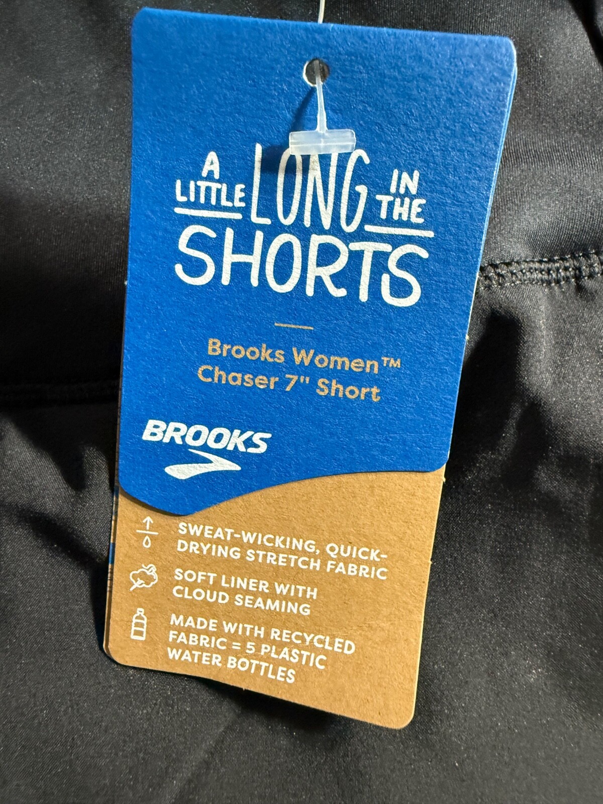 Brooks Womens Chaser 7" Short Running Black Lined Size Large  221466 New!