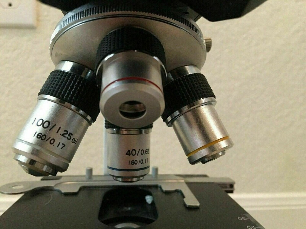 PSS Select Laboratory Compound Binocular Microscope + 4X 10X 40X 100X Objectives