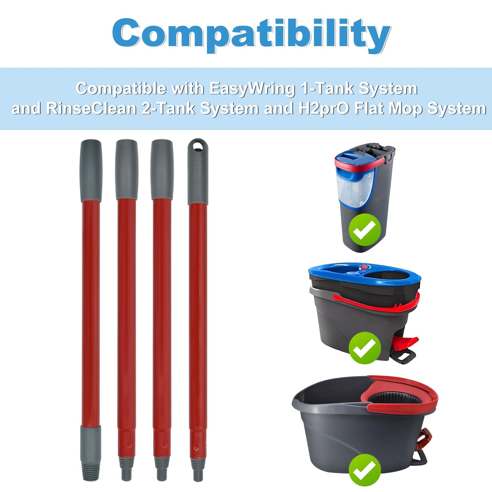 "Mop Handle Replacement for O-Cedar Spin Mop H2Pro Flat Mop 30""-58"""