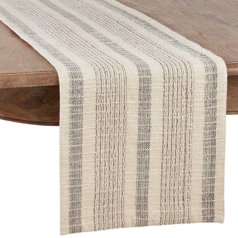 Striped Woven Table Runner 16"x54" Ivory