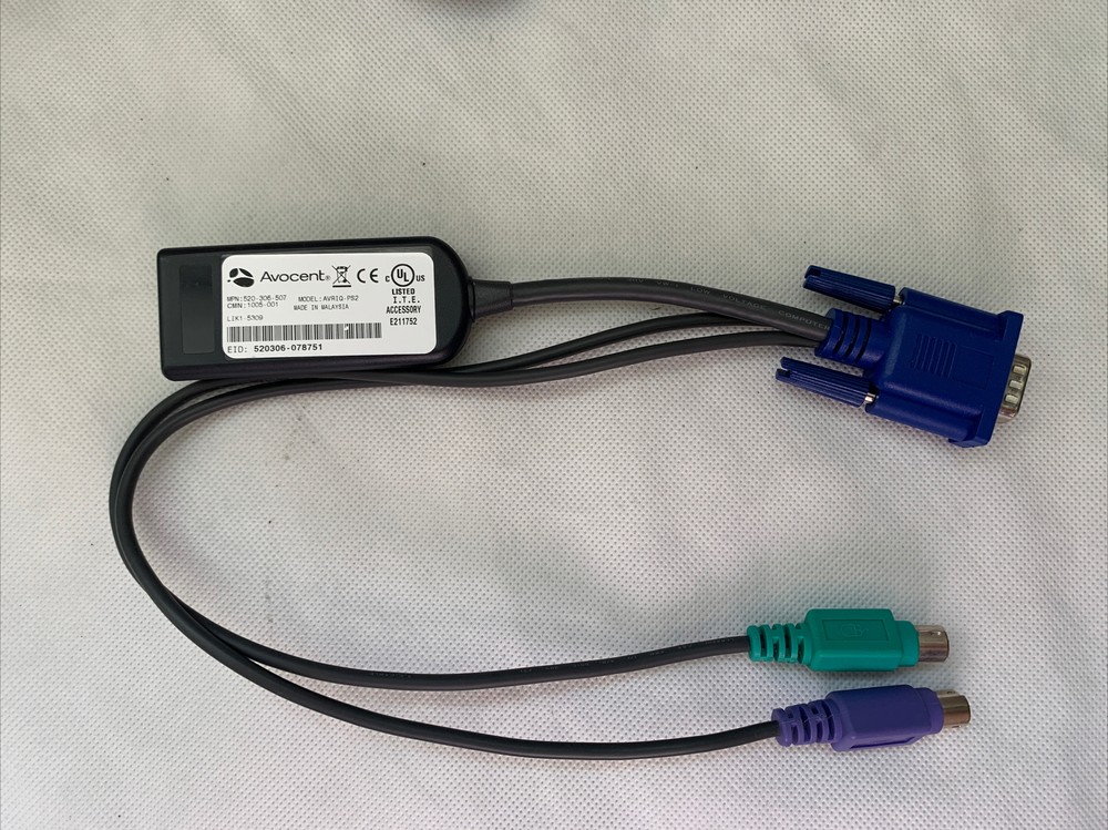 Avocent Modular Server KVM Switching Adapter AVRIQ-PS2 Cat5e Network VGA Cable