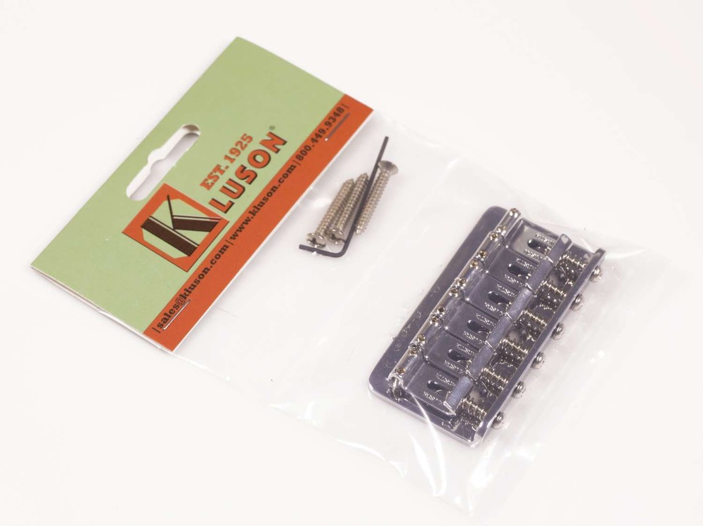 Kluson Vintage 6 String Fixed Hardtail Bridge, Through-mount, Chrome