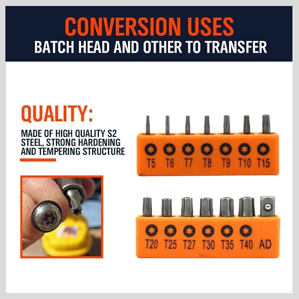 14 Torx Bit Set Tamper Proof Security Torq Hex Star Spanner Tri Wing Screwdriver