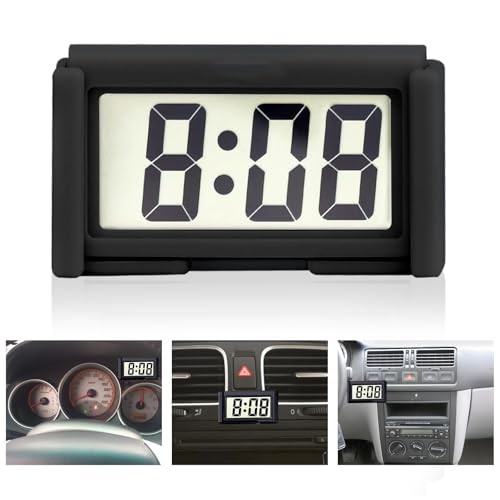 Car Dashboard Digital Clock - with Jumbo LCD Time & Day Display - Mini black