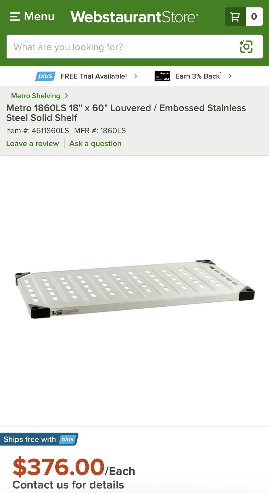 Metro 1860LS 18in X 60in