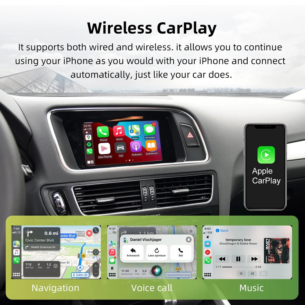 OEM Screen Wireless Carplay Upgrade Decoder Box KIT for Audi A4 A5 Q5 2008-2018