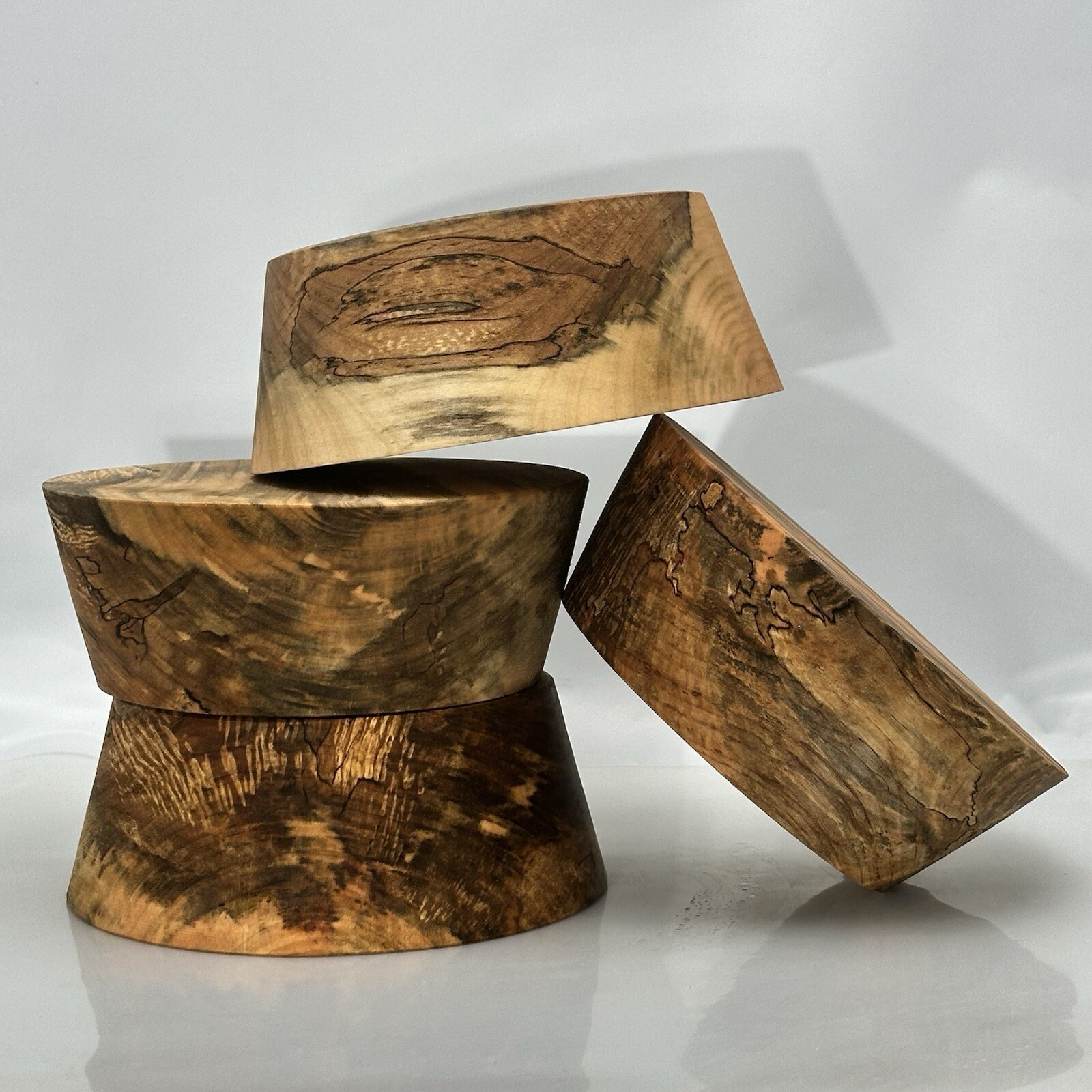 SPALTED MAPLE BOWL BLANKS, 10"X3.5" BULK LISTING, WOOD LATHE TURNING STOCK