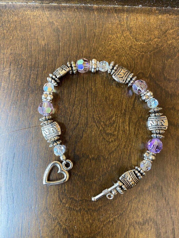 Artisan Bracelet Handmade ~ Toggle closure with purple beads
