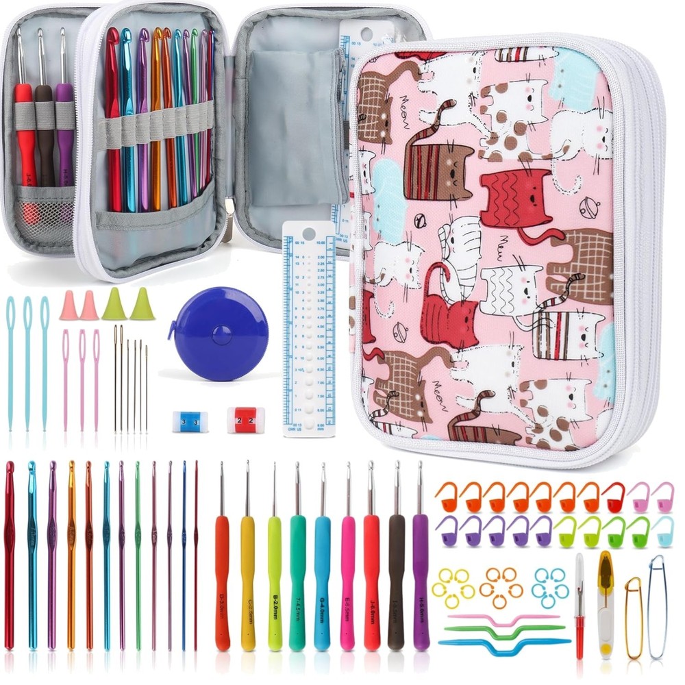 Complete Crochet Kit - 85-Piece Hooks Set with Case