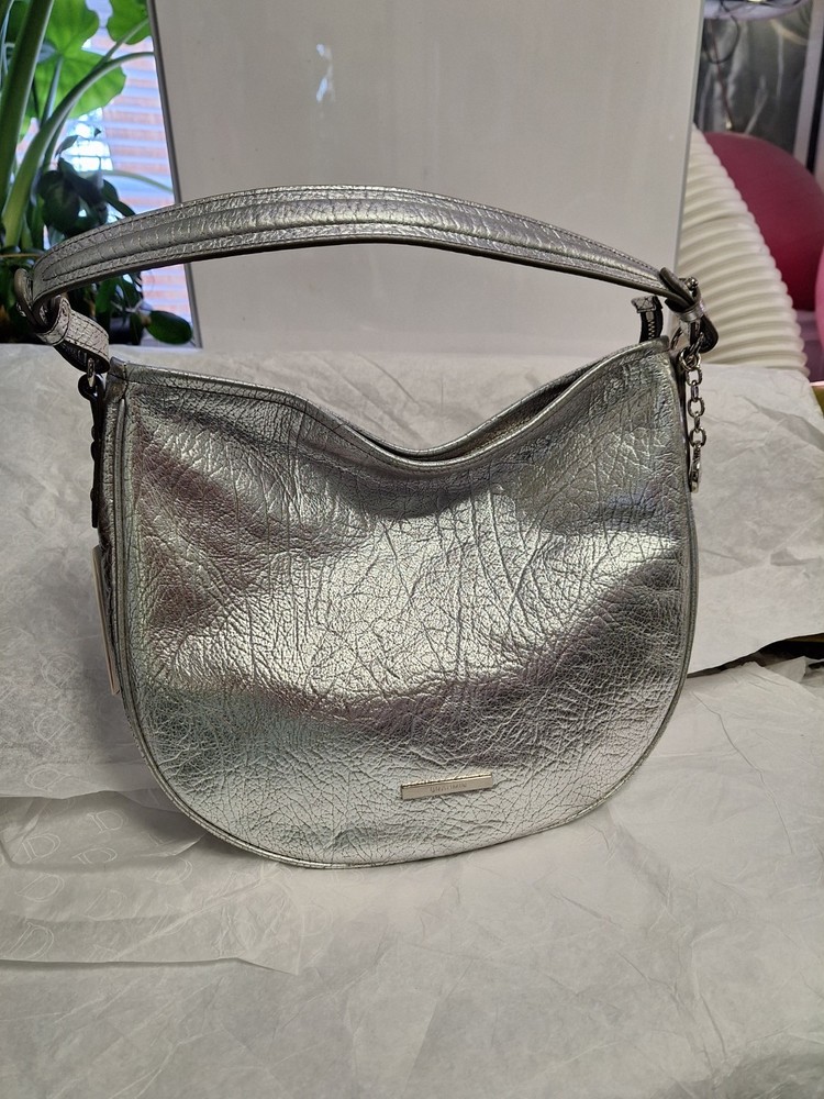 Brahmin Duchess Collection Silver Metallic Small Kathleen Shoulder Bag