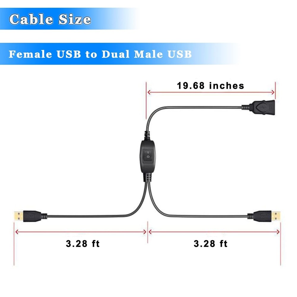 Herfair USB Splitter 1 in 2 Out Printer Cable for Two Bundled