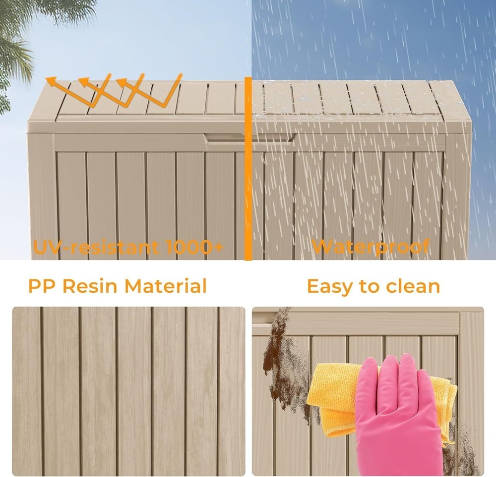 Outdoor Deck Container Waterproof Resin Storage Box with Lockable Storage Bin