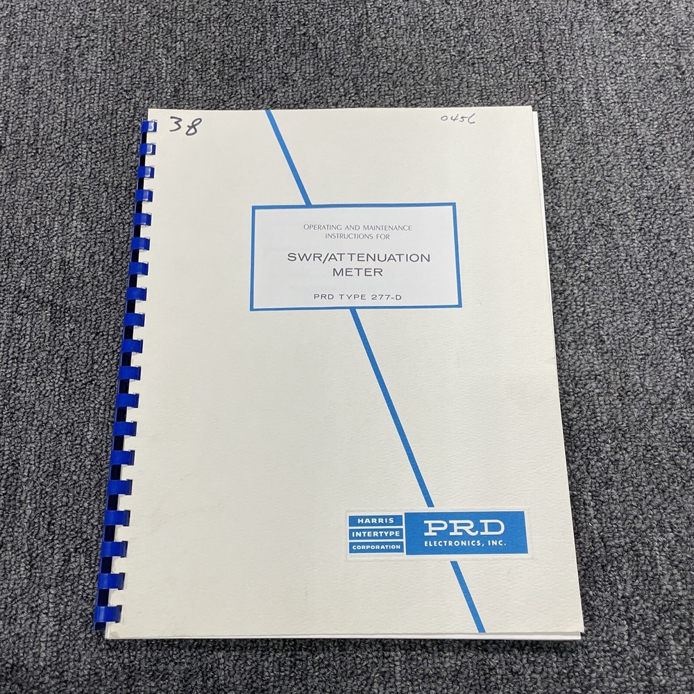 PRD Electronics Type 277-D SWR/Attenuation Meter Operating Instruction 1967