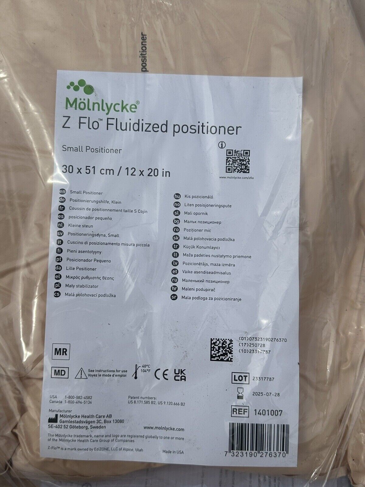 Molnlycke Sundance Z Flo Fluidized Positioner Small 12 x 20 New Sealed 1401007