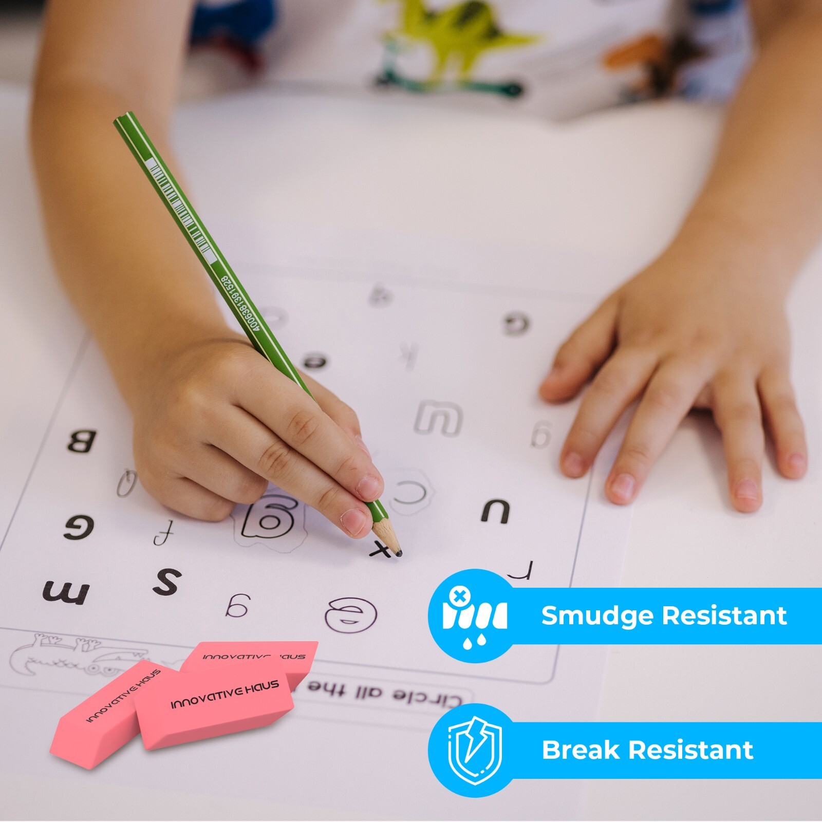 Pink Erasers Bulk - Latex Free - Smudge Resistant - Large Pink Eraser - Big Size