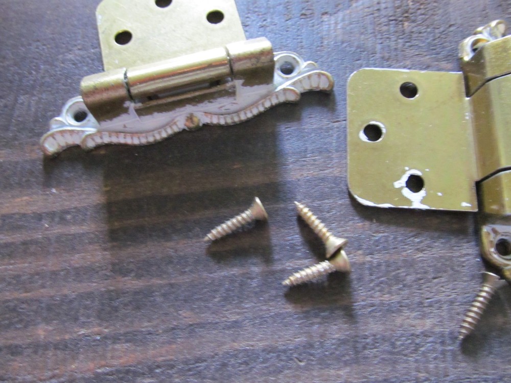Brass Cabinet Hinge White Ornate Canada Flush Mount Set-2