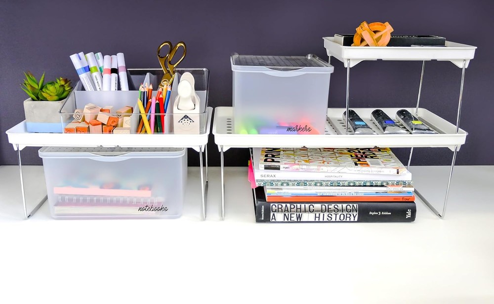 Madesmart Small Stackable Storage Shelf for Cabinets or Counters,