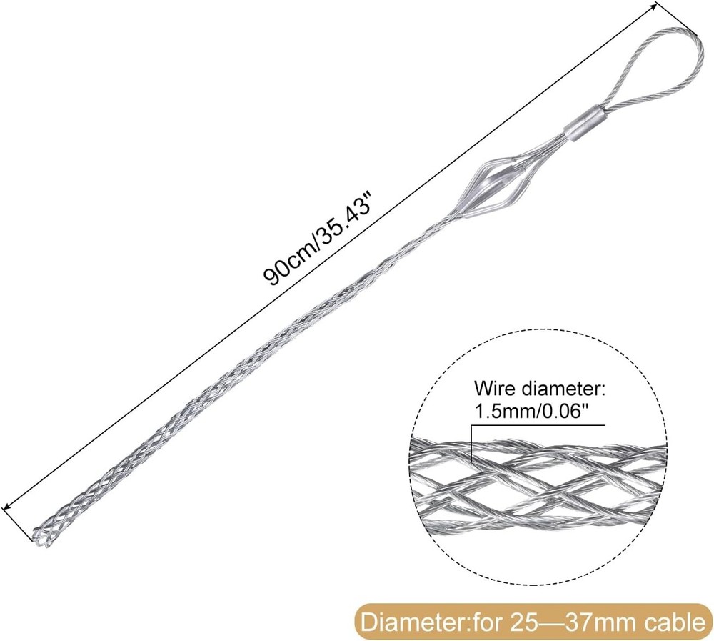 MECCANIXITY Cable Pulling Grip for 25-37mm Cable 90cm Wire Mesh Puller Socks Gri