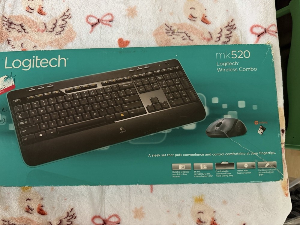 Logitech MK520 Wireless Keyboard Mouse Combo, Contoured Shape, Plug & Play