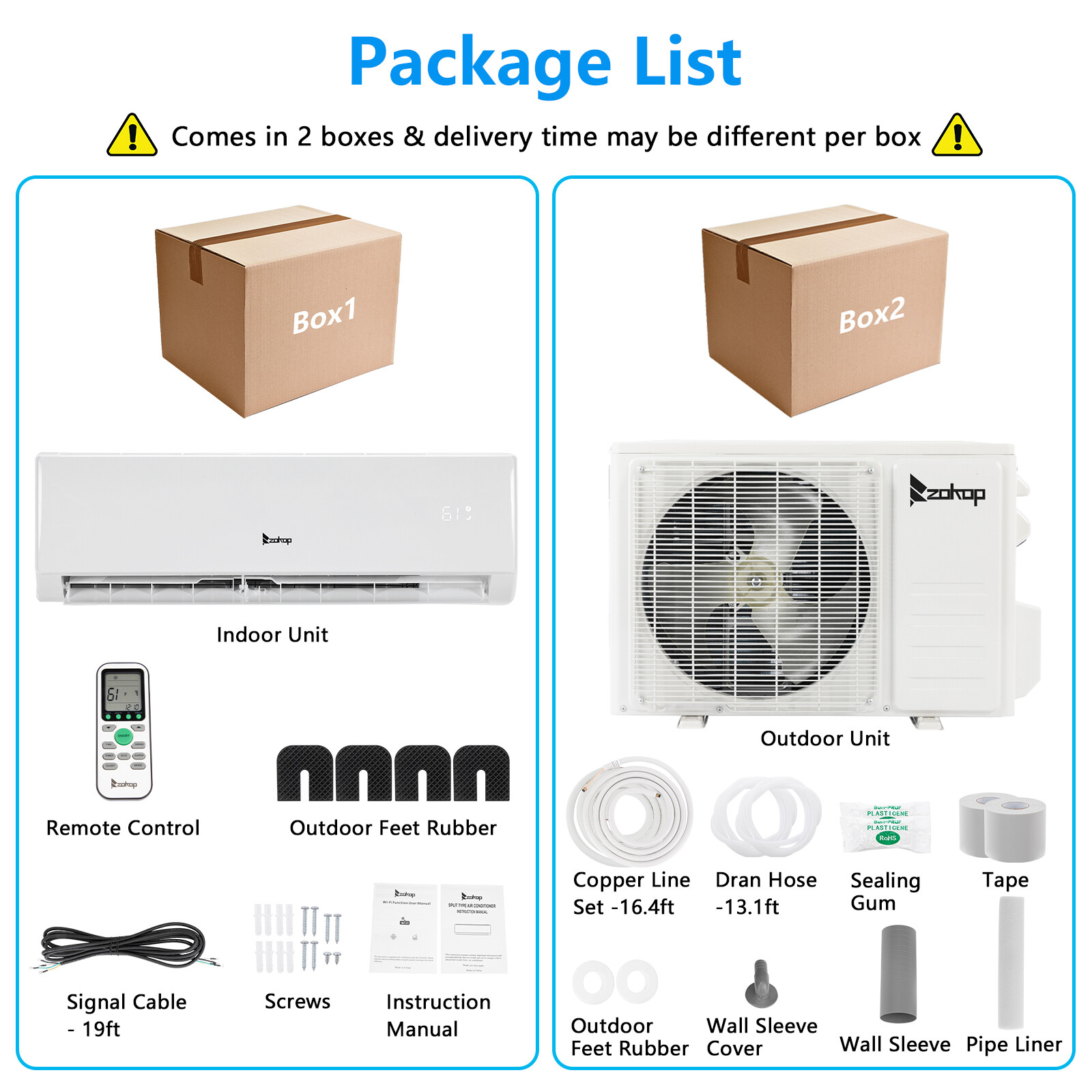11,000 BTU Ductless Mini Split Air Conditioner, Heat Pump With/AC Unit KIT, Wifi