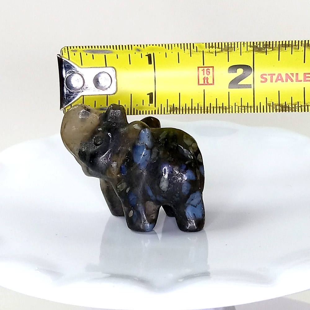 Que Sera Crystal Elephant – Blue & Gray Stone Pattern – 25g | A27
