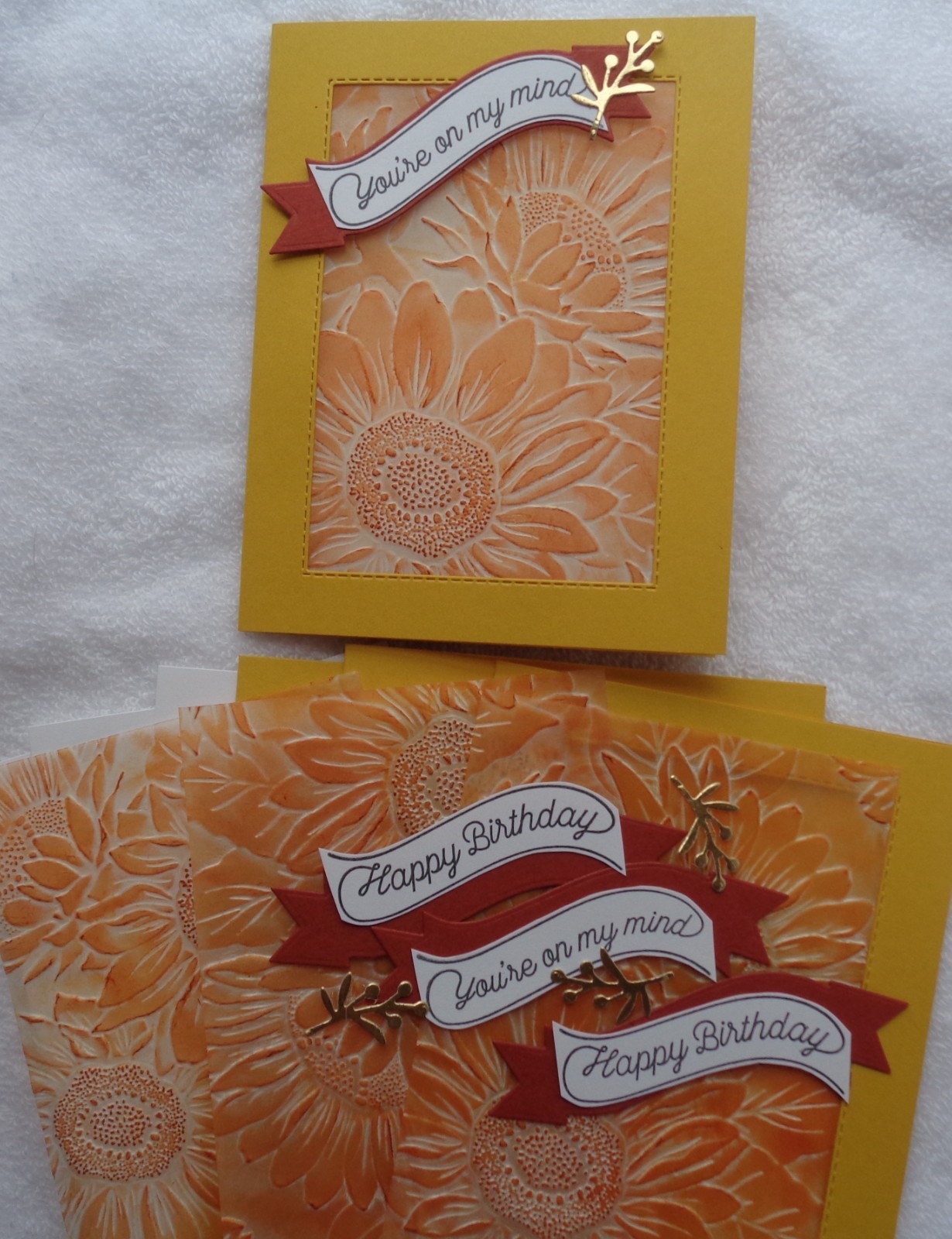 Stampin Up! Card Kit SUNFLOWER Unique Thinking of You & Birthday Vellum Emboss